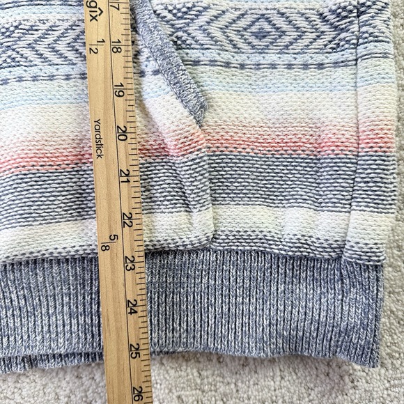Faherty Cove Sweater Poncho Woven Herringbone cotton pullover Hoodie Size L - Picture 7 of 10